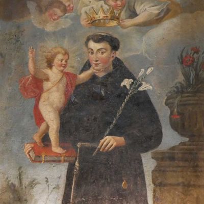 S. Antonio da Padova con Bambino sec. XVIII (intonaco dipinto ad olio)